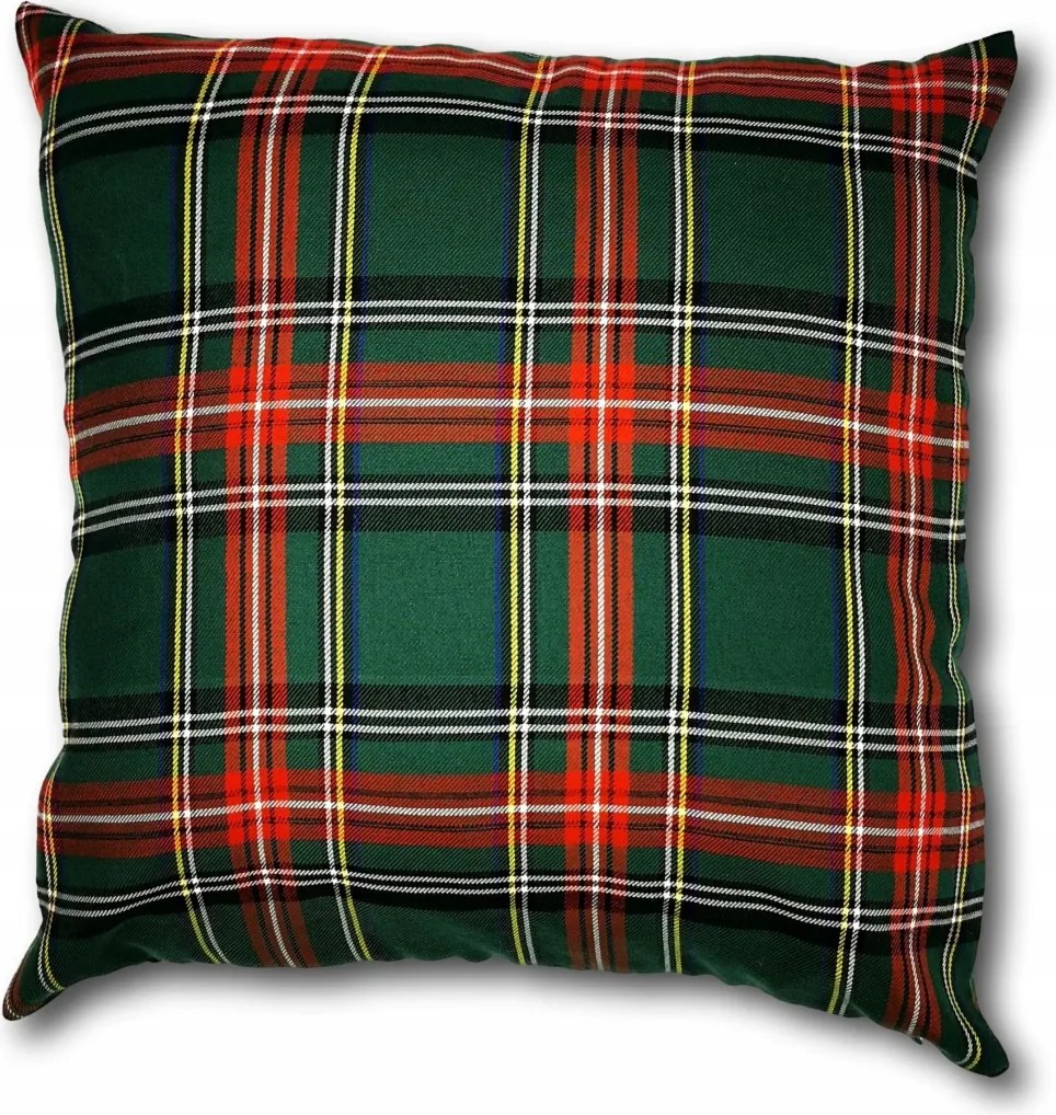 Karácsonyi kockás párnahuzat, zöld