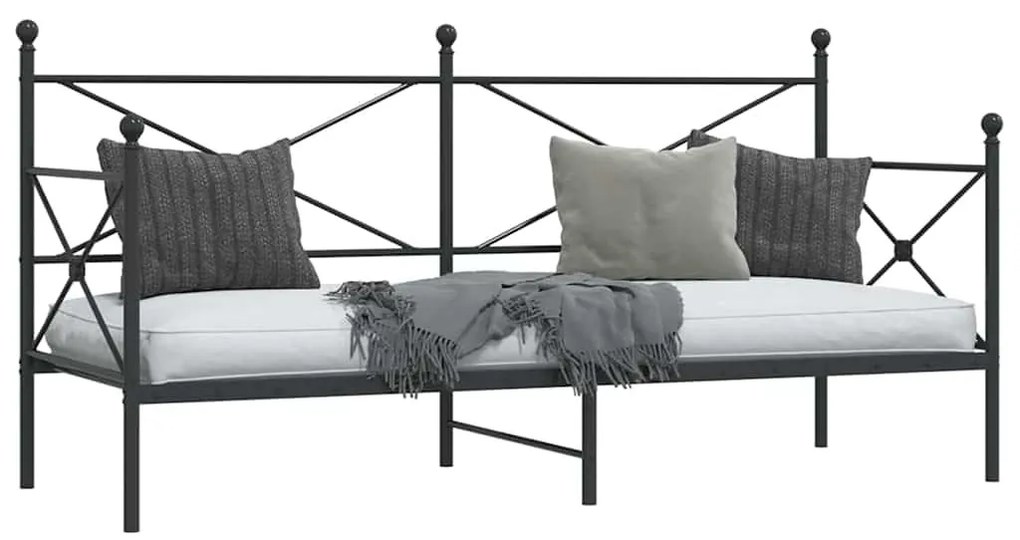 kanapéágy matrac nélkül fekete 80x200 cm acél