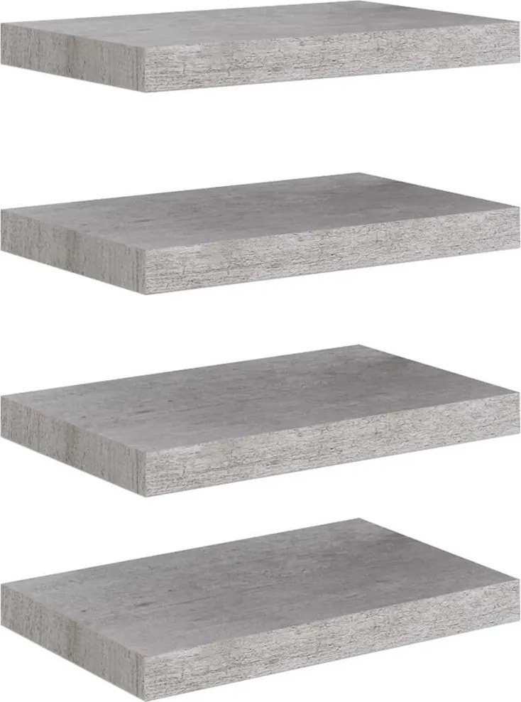 vidaXL 4 db betonszürke MDF lebegő fali polc 40 x 23 x 3,8 cm