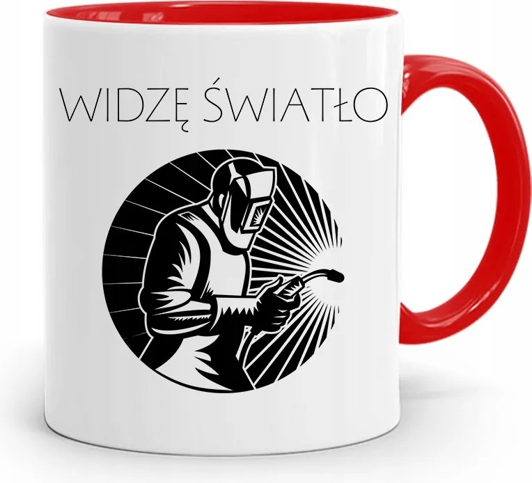 Piros Bögre Ajándék Hegesztőnek Látom A Fényt fényképes nyomtatással