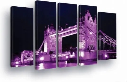 Vászonkép 150x100 Tower Bridge London éjszaka lila városi táj