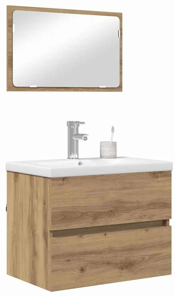 Fürdőszoba bútor szett 3 pcs kézműves tölgy 60 x 38.5 x 45 cm