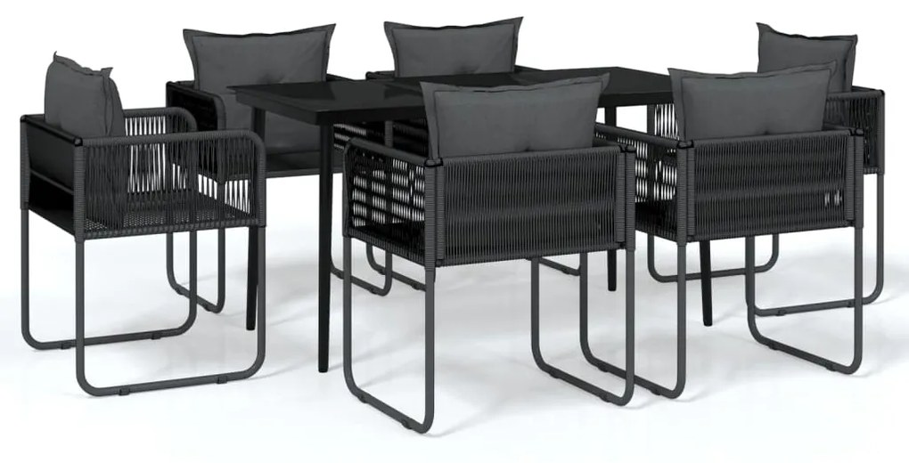 vidaXL 7 részes fekete kerti étkezőgarnitúra