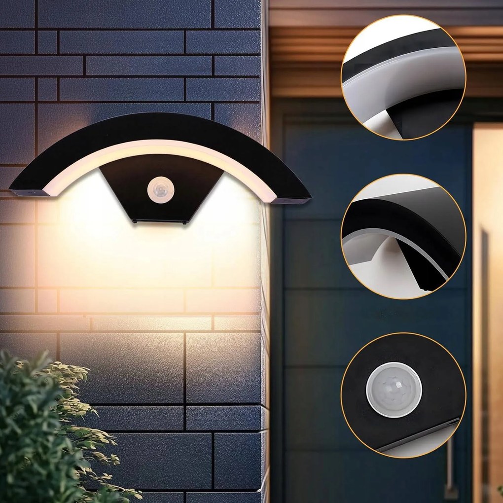 Kültéri Fali Lámpa Homlokzati Mozgásérzékelővel 18W IP65