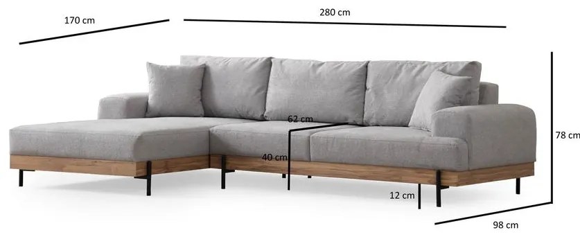 Sarokkanapé Eti Oak Balos - Szürke