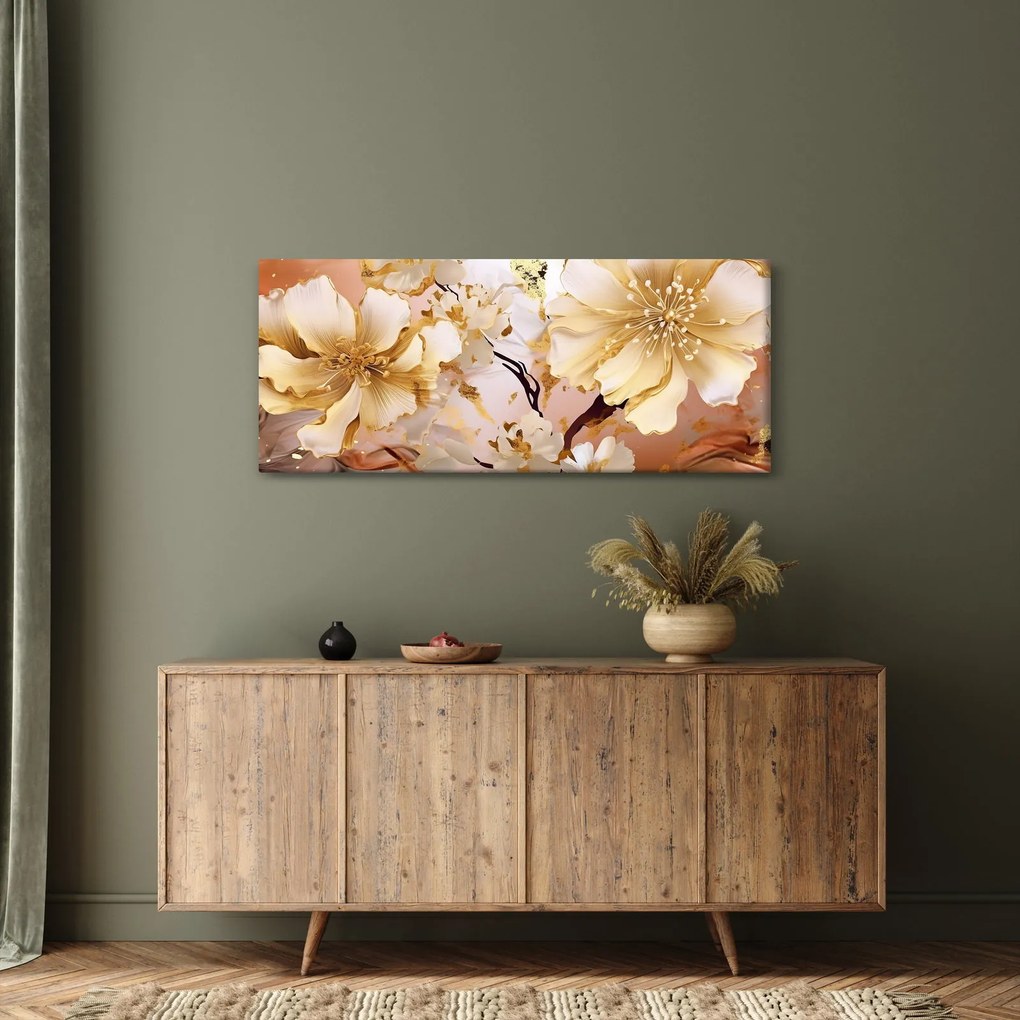 Kép - Arany virágok (120x50 cm)