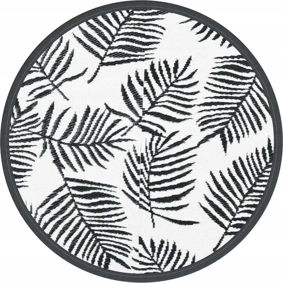 Kültéri Szőnyeg, fehér-fekete, Ø120 cm, Pp