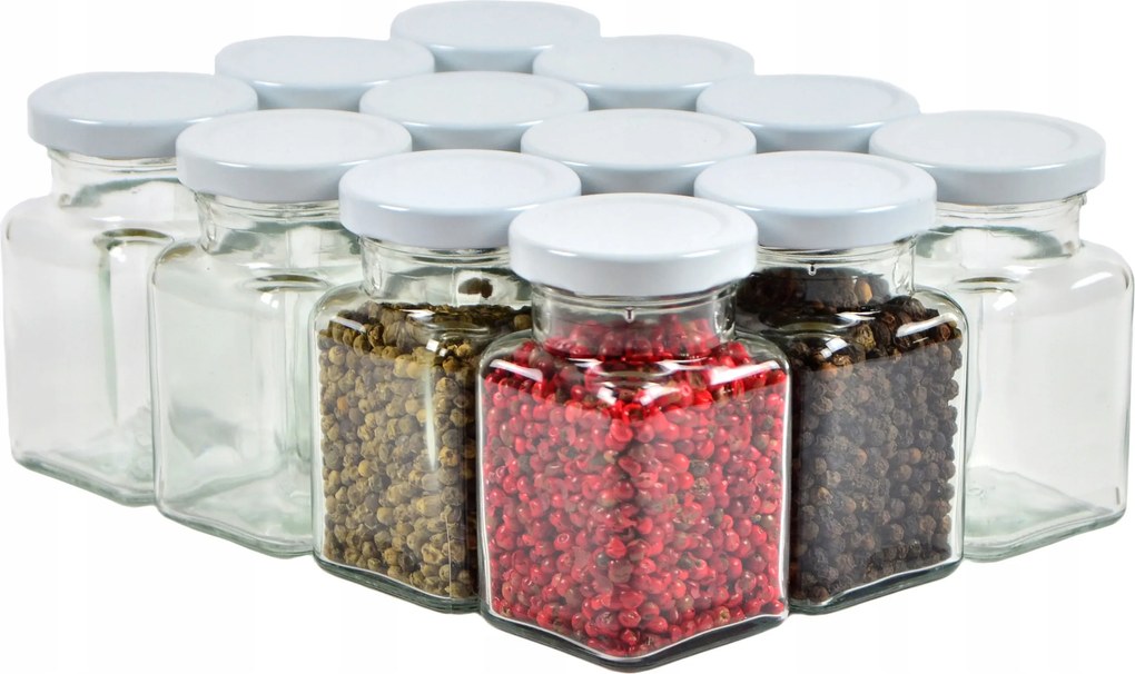 Fűszertartó üveg 150 ml Fehér Tetős Üvegek 12 darab