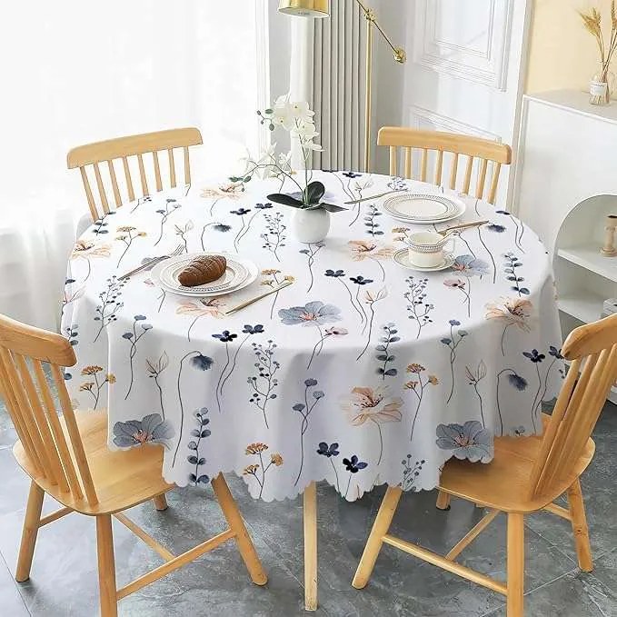 Abrosz kerek dekoratív asztalra, vízálló, virág motívummal 150 cm