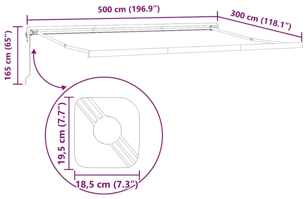Napernyő Fehér 5 x 3 m Fém