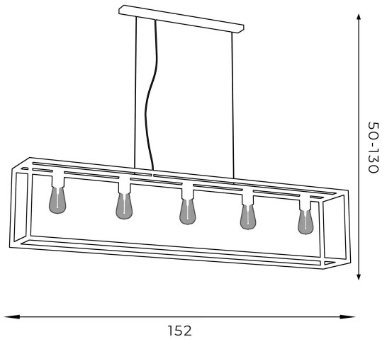 Csillár zsinóron FRAME 5xE27/60W/230V fekete