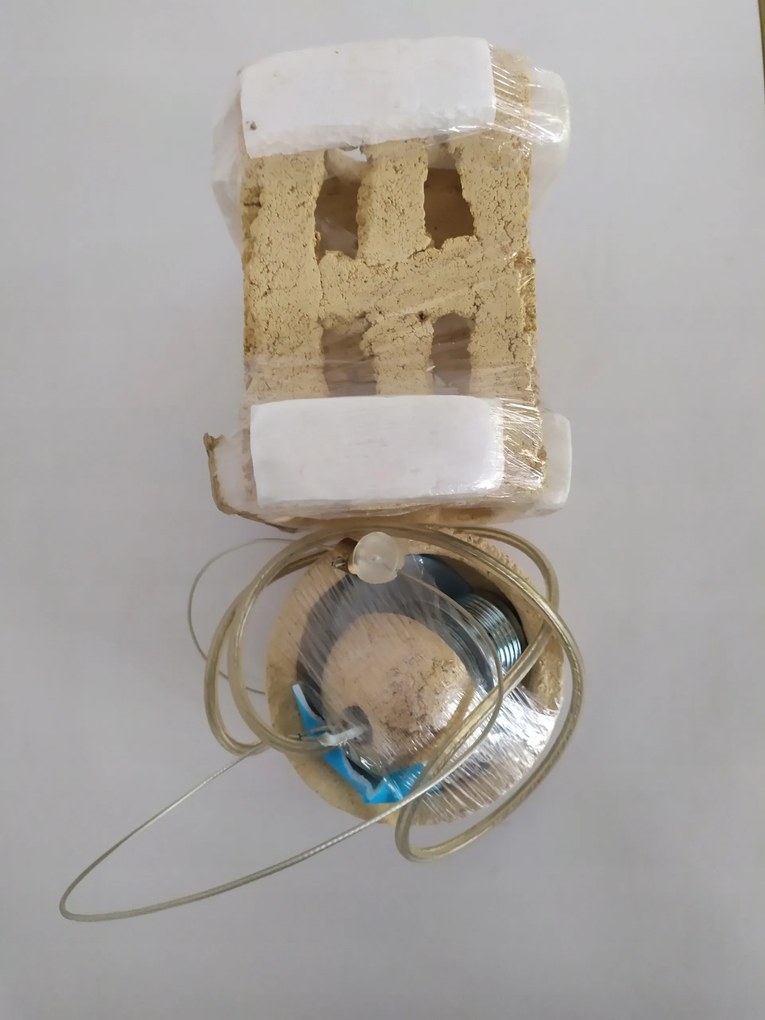 Samott lámpa rusztikus mennyezeti túlnyúlás 9x9x13 nagy menetes E27 samott Wamar