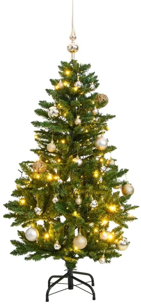 csuklópántos műkarácsonyfa 150 LED-del és gömbökkel 120 cm