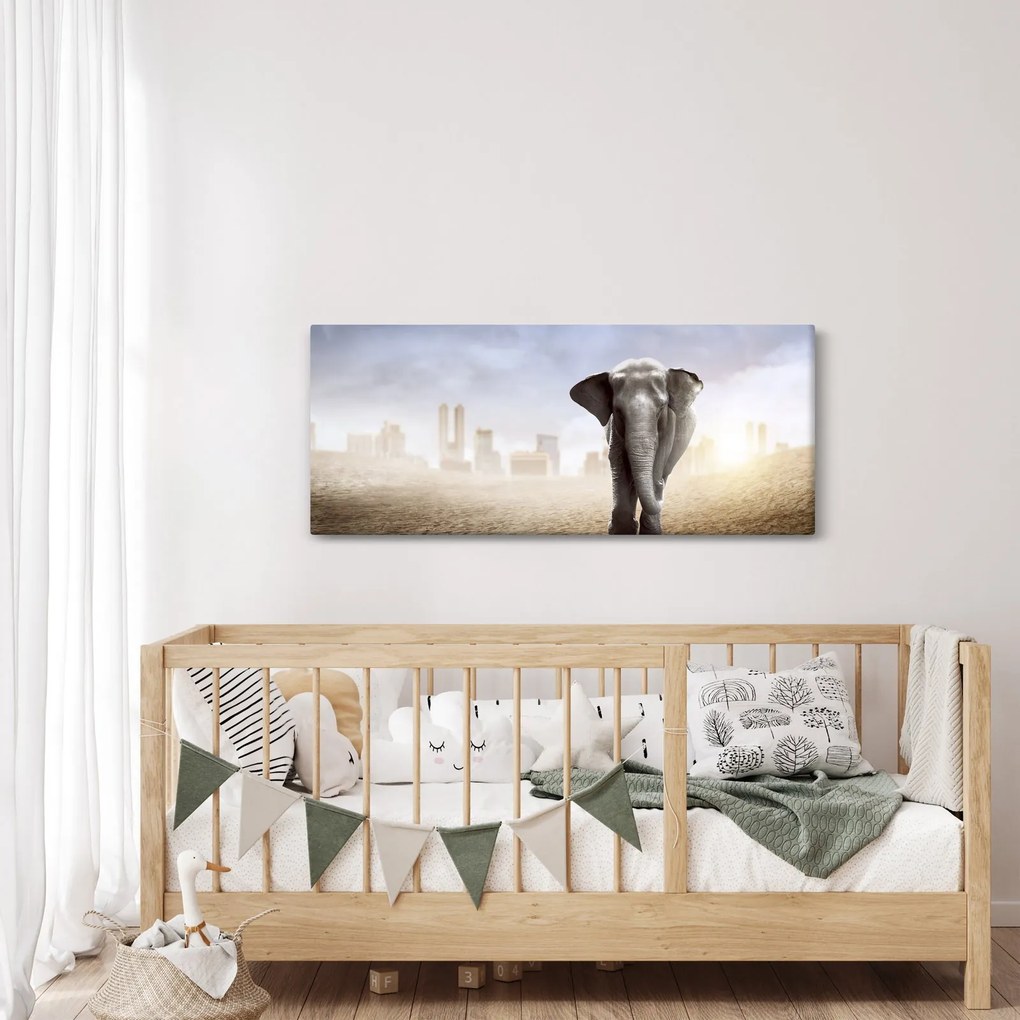 Kép - Elefánt egy nagyvárosban (120x50 cm)