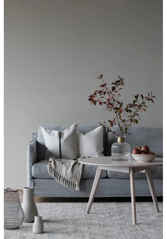 Natúr színű kerek dohányzóasztal tölgyfa dekorral 90x90 cm Yumi - Rowico