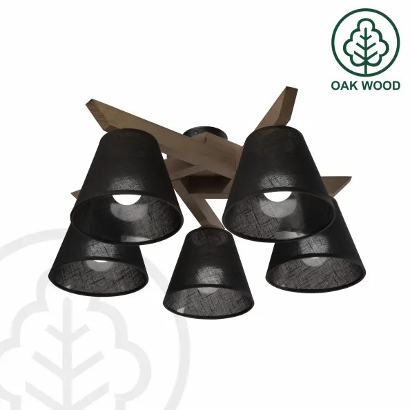 Brilagi - LED mennyezeti lámpa ANTHONY 5xE14/40W/230V dió/fekete