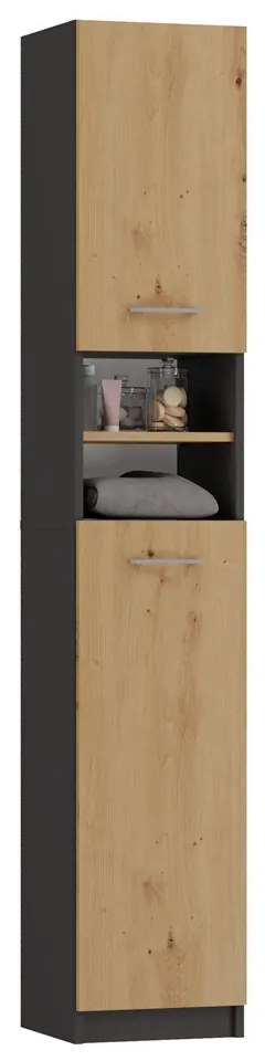 Aldabra Marbela fürdőszoba szekrény, 32x180x30 cm, antracit-tölgy