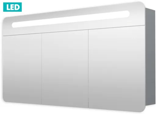 Tükrös szekrény 120 cm, 3 ajtós, LED világítás, aljzat+kapcsoló, IP44 GALPIR120LED