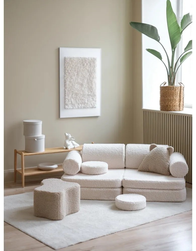 Krémszínű buklé gyerek kanapé 132 cm Settee – Wigiwama