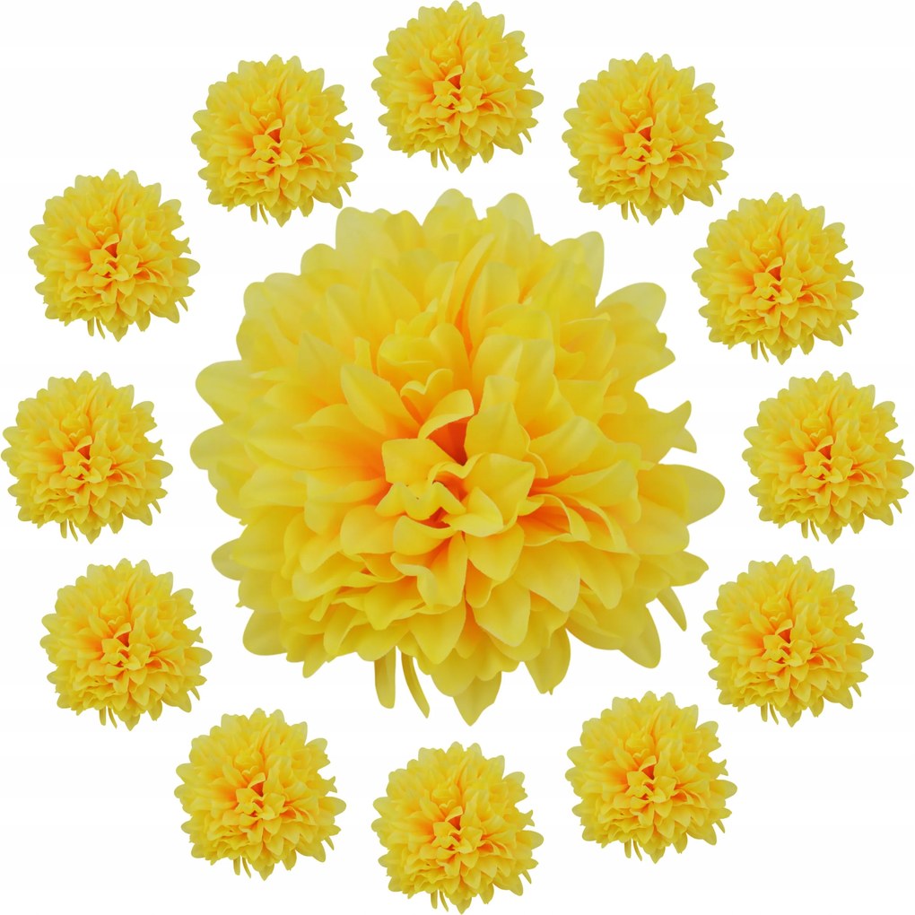 Krizantém Termék Nagy Mesterséges Sárga 14 x 7 cm RT6422-M39 12 db