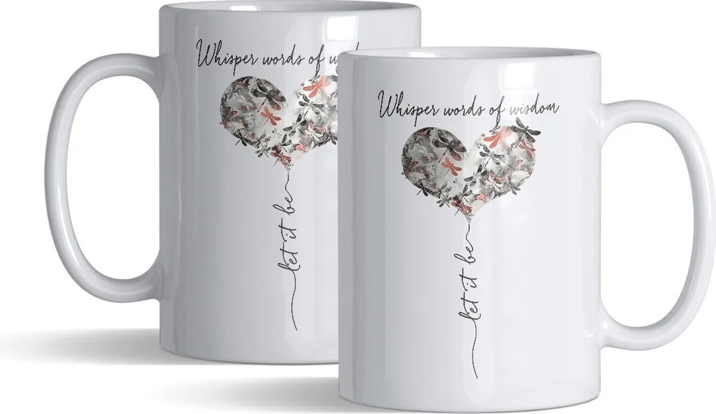 Bögre neki „Whisper words of wisdom” elegáns szívvel, ajándék