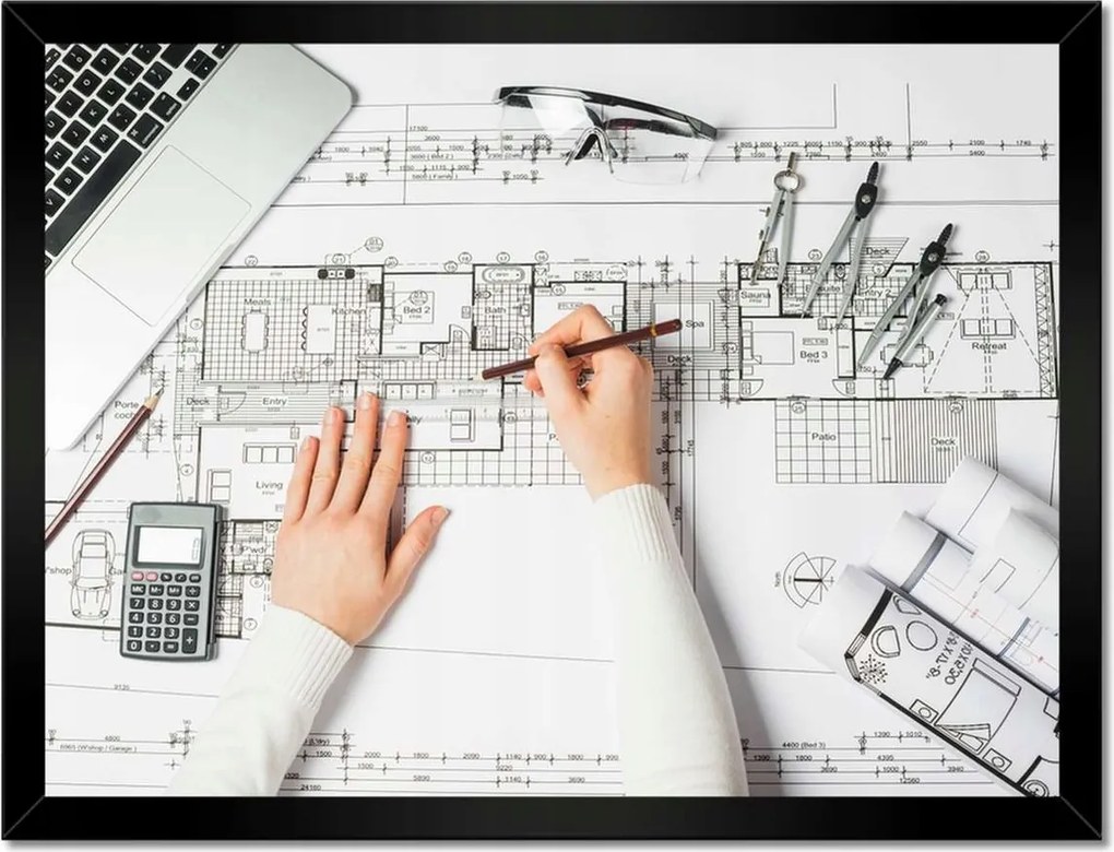 Poszterek keretben 40x30 Építész rajz terv