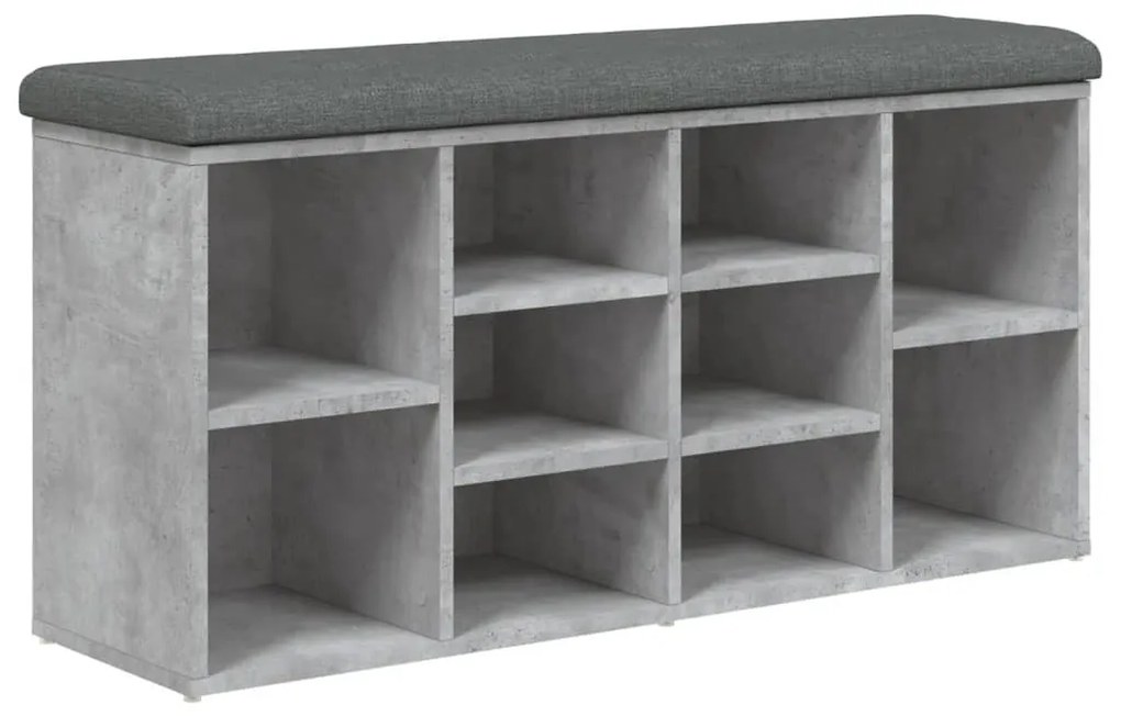 betonszürke szerelt fa cipőtároló pad 102 x 32 x 50 cm