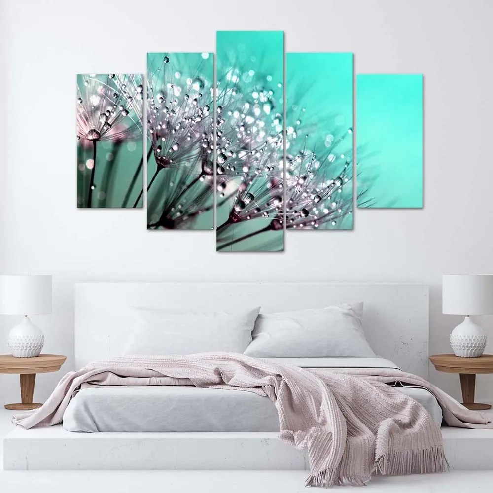 Gario Vászonkép Türkizkék pitypang - 5 részes Méret: 200 x 100 cm