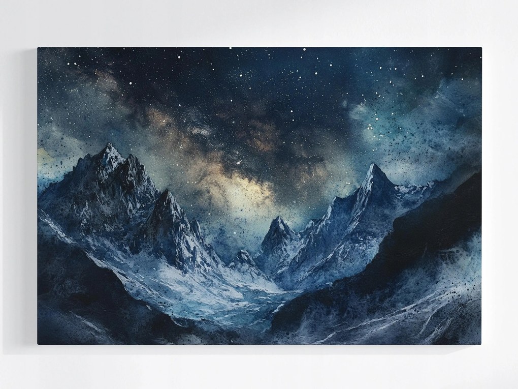 Poszter Kilátás Tájkép Hegyek Csúcsok Tél Ég Csillagok 60x40