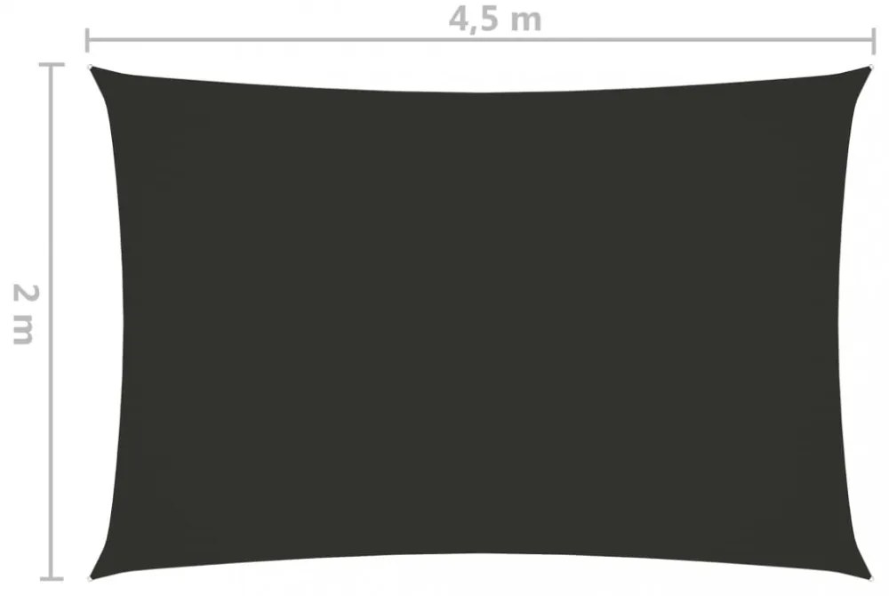 antracitszürke téglalap alakú oxford-szövet napvitorla 2x4,5 m