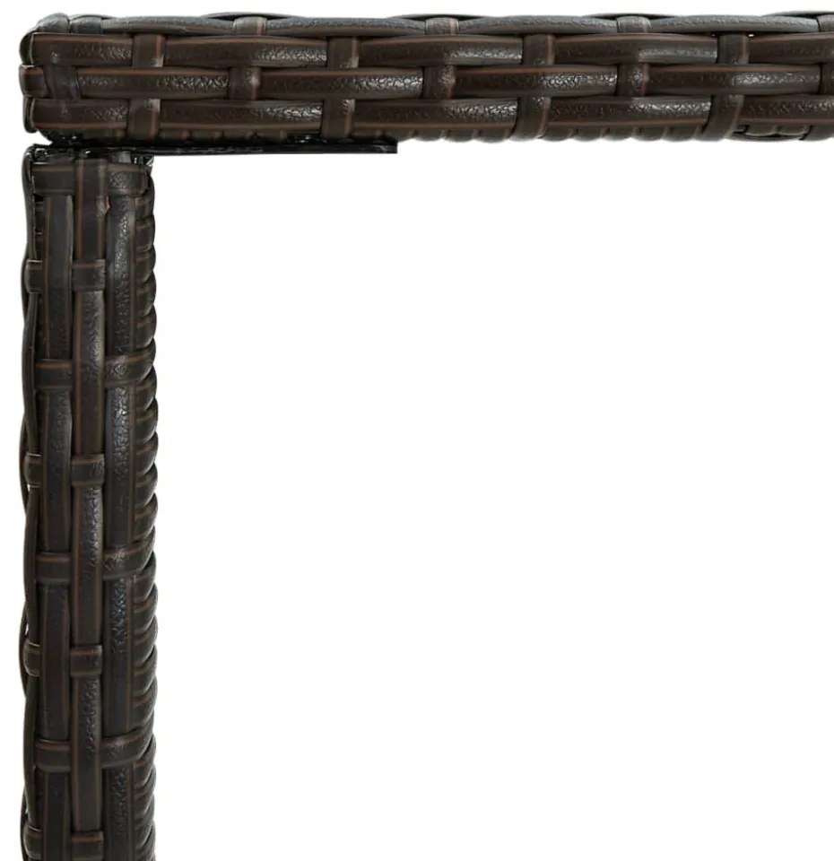 barna polyrattan és üveg kerti bárasztal 70 x 70 x 110 cm
