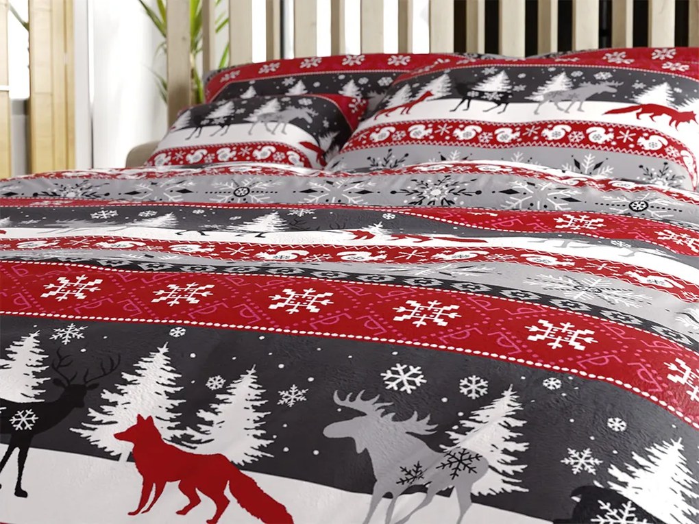 SNOWY FOREST szürke mikroplüss ágyneműhuzat Ágyneműhuzat mérete: 70 x 90 cm | 140 x 220 cm