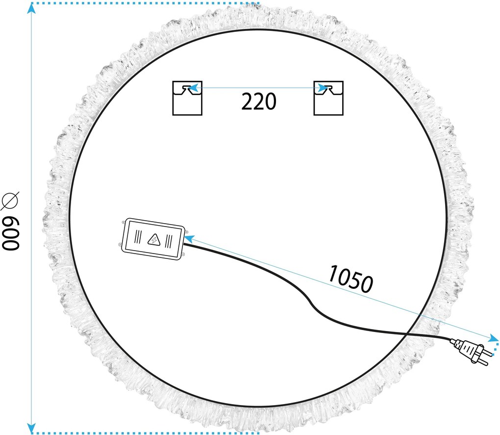 Tutumi Tutumi, LED tükör 60cm YH-3561, HOM-01503