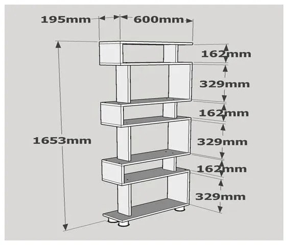 Könyvespolc BLOK 165x60 cm fehér
