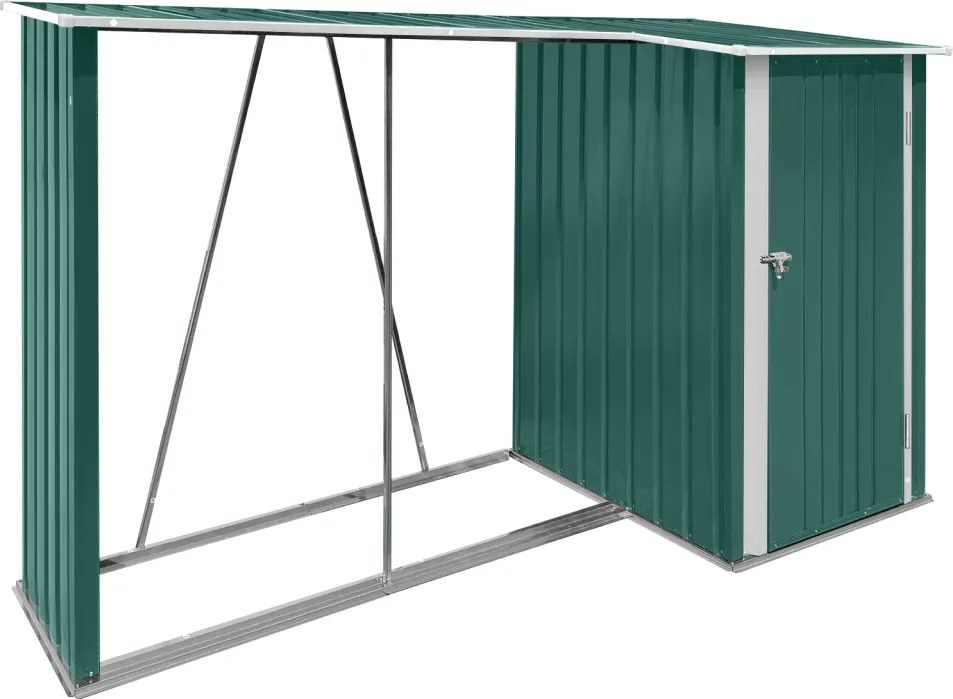 Fatároló fészerrel, 270x104x159 cm, sötétzöld, ARPOL TYP 2