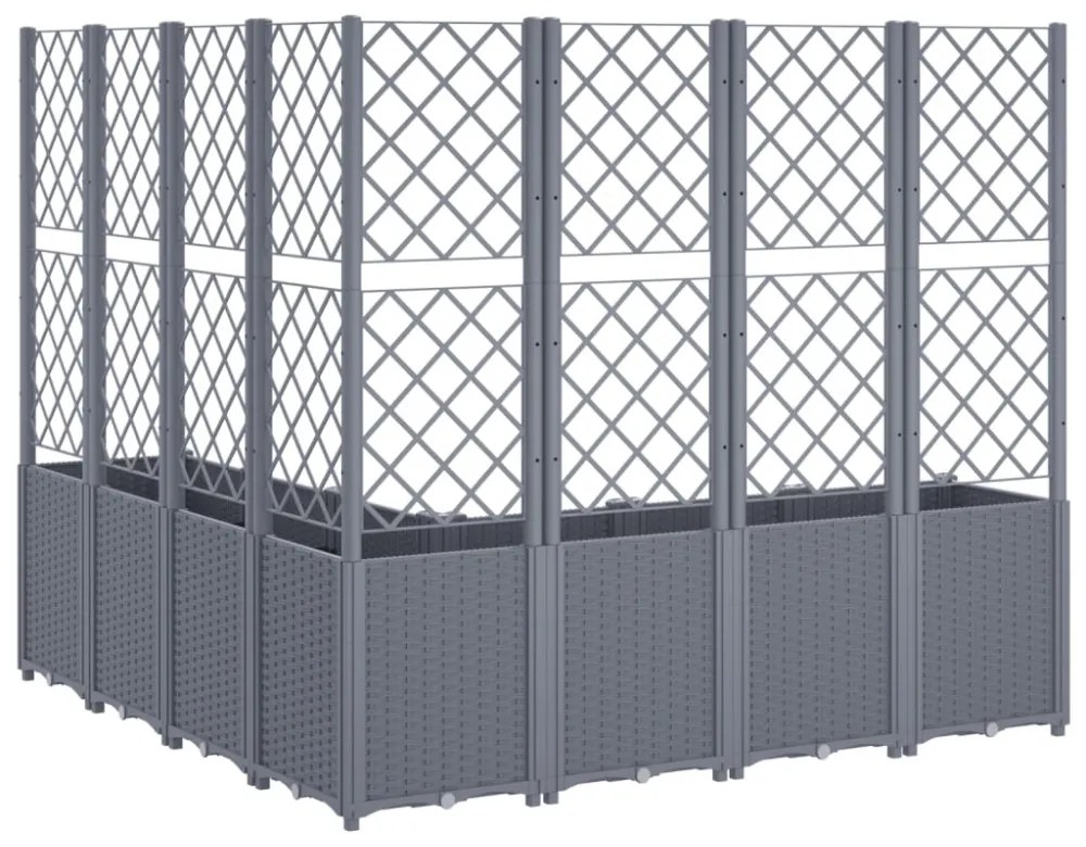 kékszürke polipropilén rácsos kerti ültetőláda 160 x 160 x 140 cm