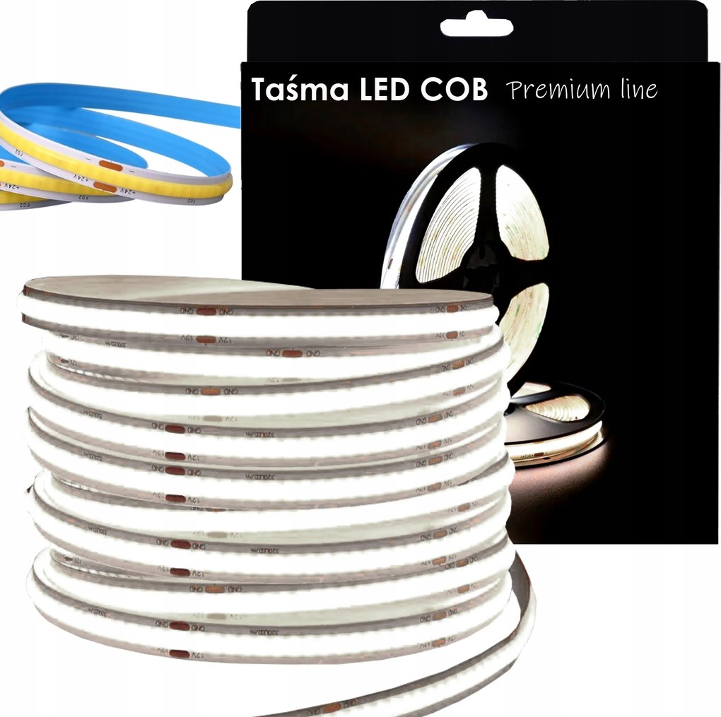 Cob Led szalag Premium 5m 320LED/m 6000K hideg fehér 875lm Nagyon Erős