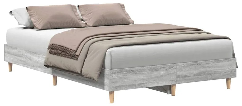 vidaXL sonoma tölgyszínű szerelt fa ágykeret matrac nélkül 135 x 190cm