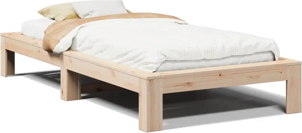 vidaXL tömör fenyőfa ágy matrac nélkül 75 x 190 cm