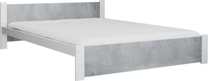 Ágy IKAROS 180 x 200 cm, beton/fehér Matrac: Matrace Sommera 18 cm, Ágyrács: Ágyrács nélkül