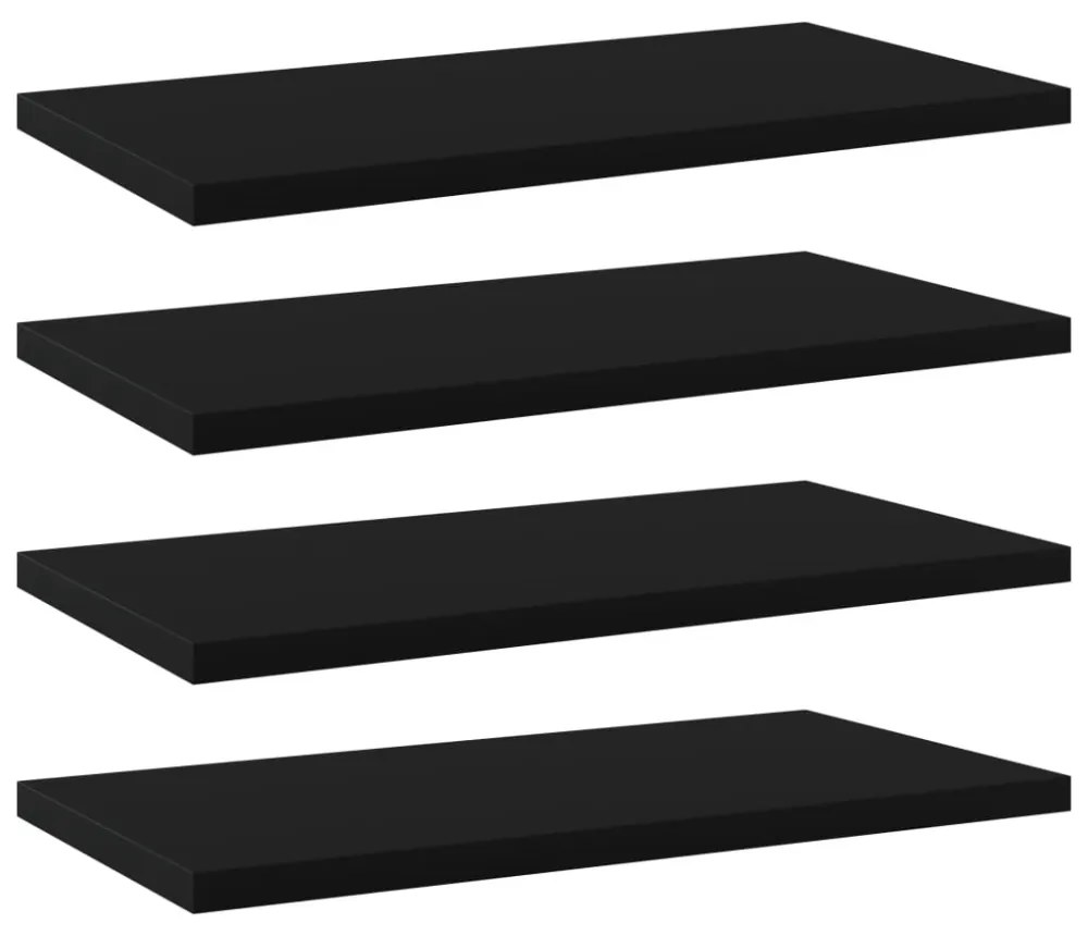 4 db fekete szerelt fa könyvespolc 40 x 20 x 1,5 cm