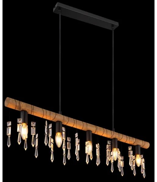 Globo 15532-5H - KIRA kábeles csillár 5xE14/40W/230V fekete/barna