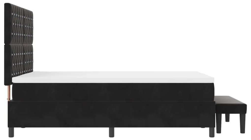 Box Spring Ágy Matraccal és Pad Fekete 140x190 cm Bársonyos
