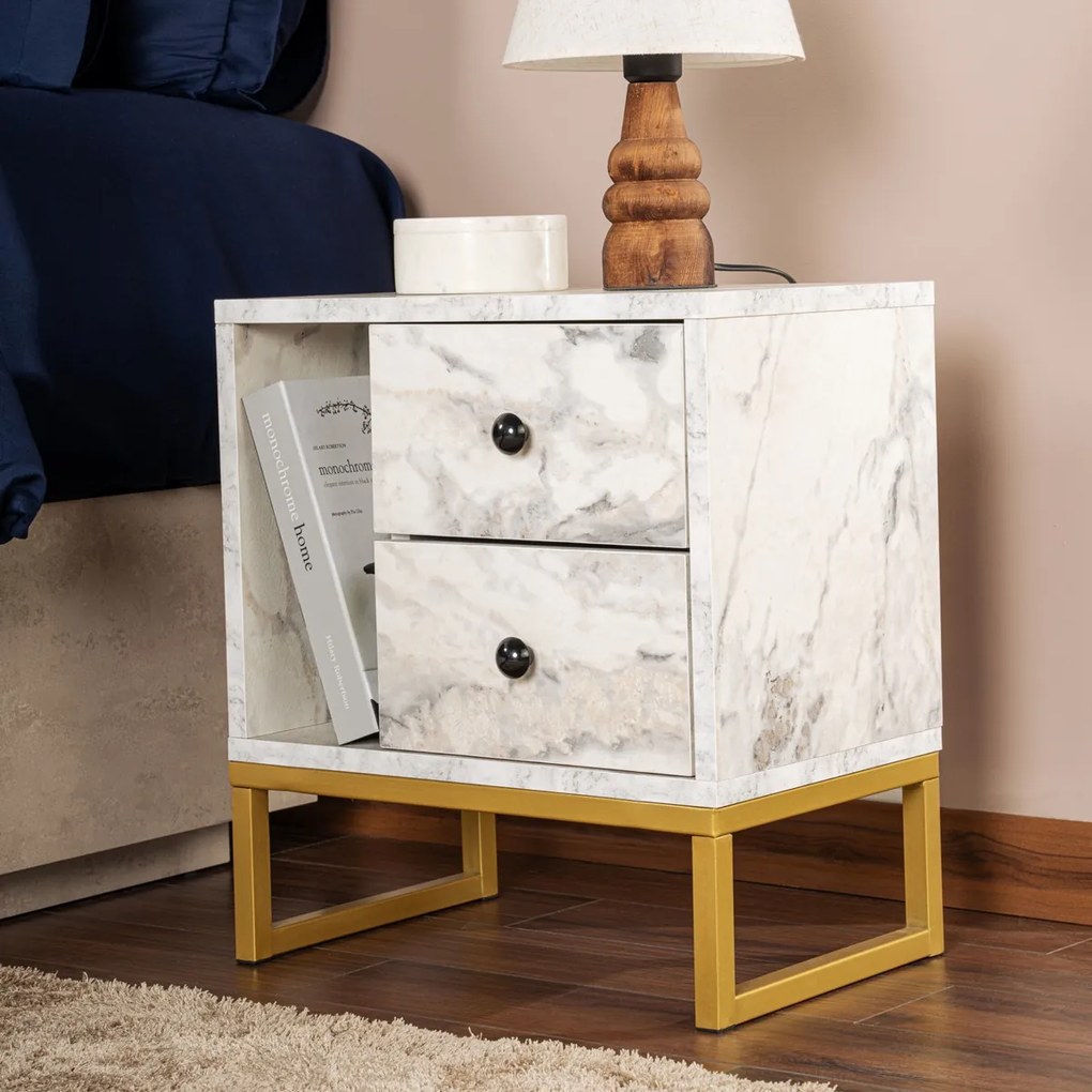 Éjjelis szekrény Glimmer Fressia Marble Gold