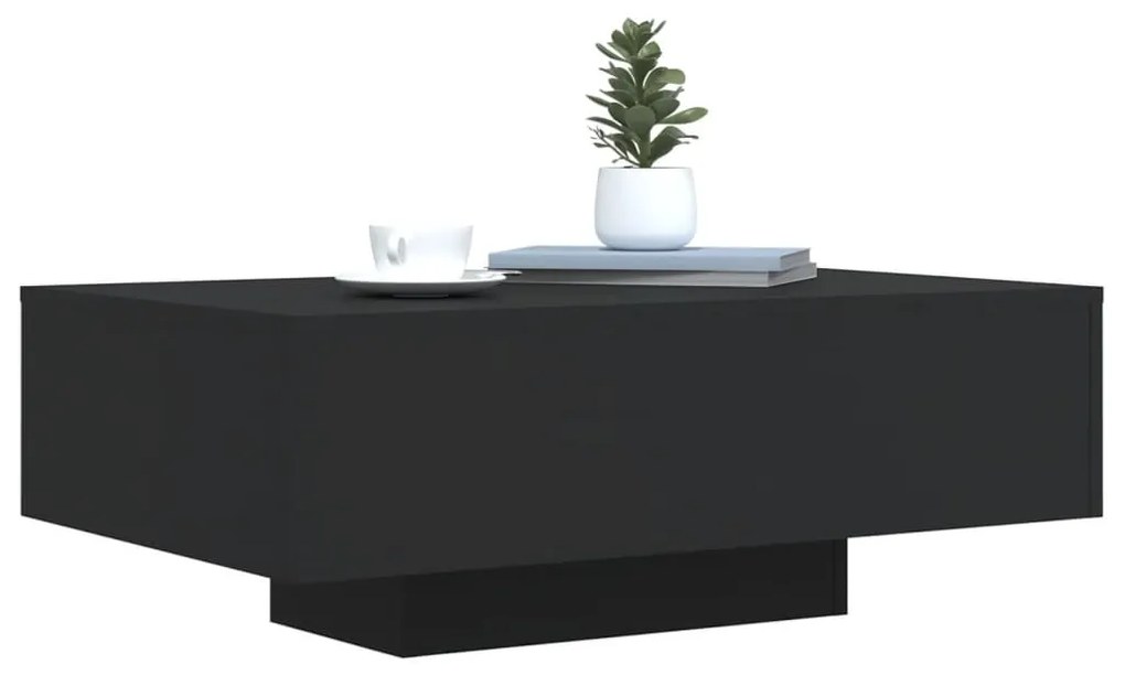 Fekete dohányzóasztal LED-lámpákkal 85 x 55 x 31 cm