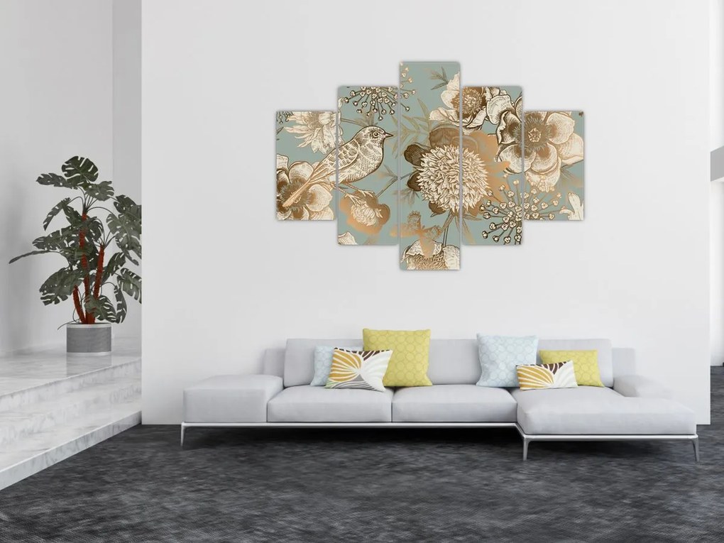 Kép - Kert egy madárral (150x105 cm)