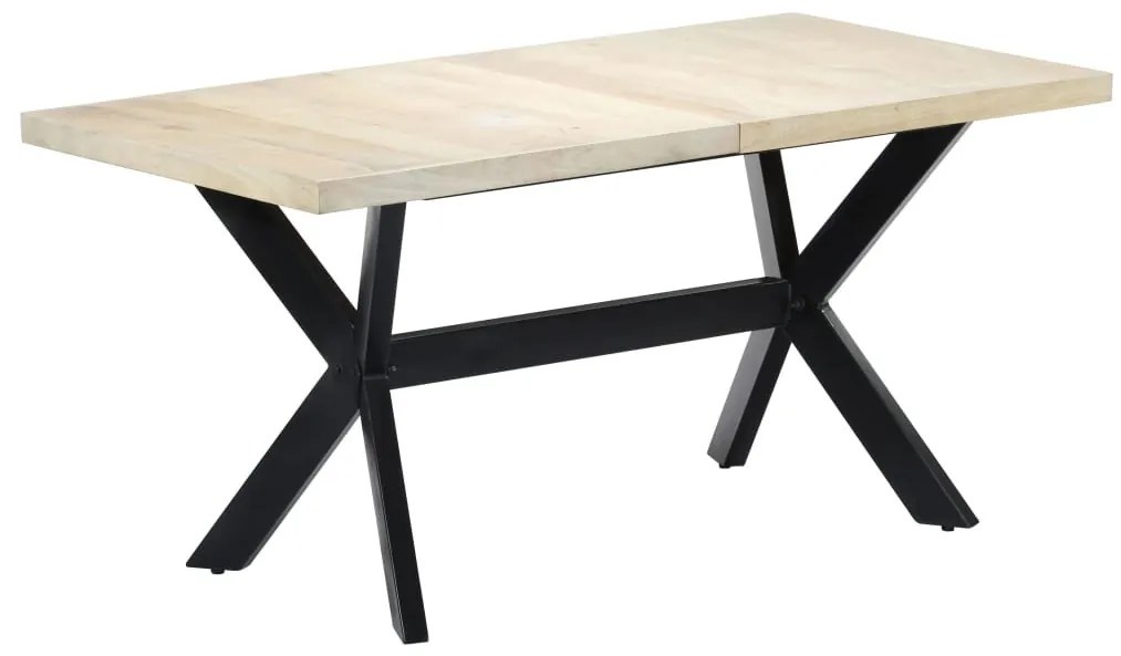 Fehér tömör mangófa étkezőasztal 160 x 80 x 75 cm
