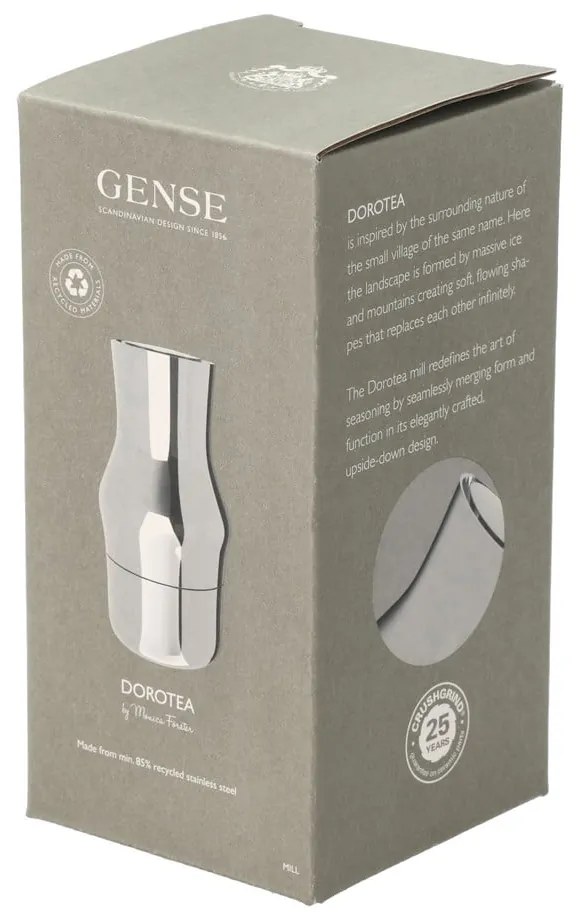 Fényes ezüstszínű rozsdamentes acél fűszerőrlő Dorotea – Gense