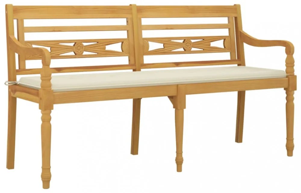 tömör tíkfa Batavia pad krémszínű párnával 150 cm