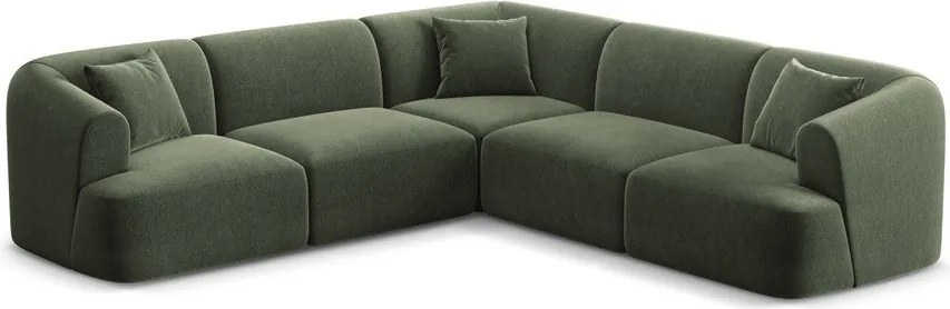 Zöld bársony sarokkanapé Campi – Cosmopolitan Design